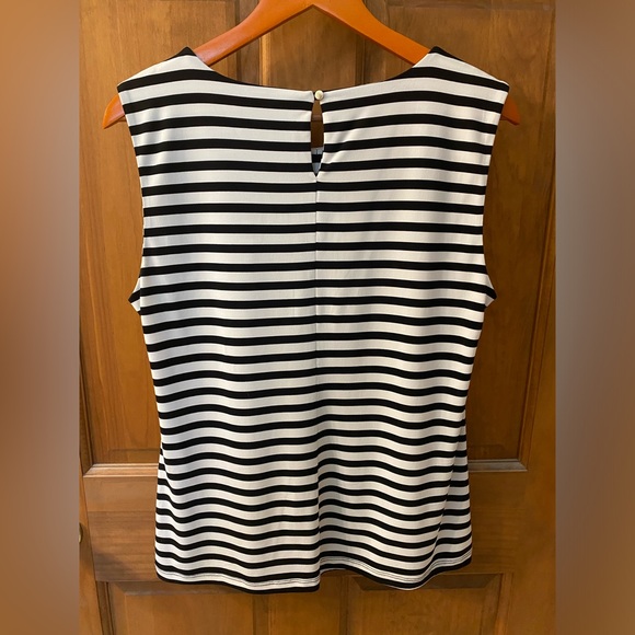 Calvin Klein women’s black and white striped sleeveless top. - Picture 2 of 5